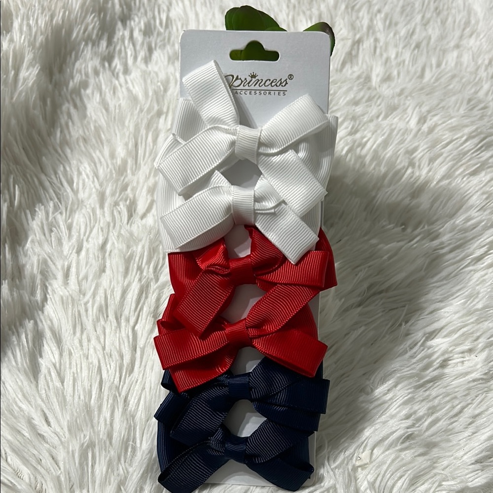 Classic White and Red Hair Bow Set Accessories